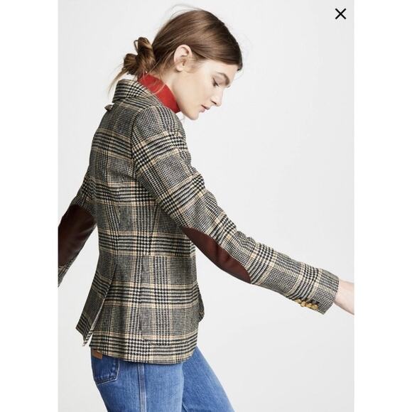 Smythe Patch Pocket Duchess Blazer Preppy Black Camel Plaid Wool Jacket Size 4 - Picture 13 of 13